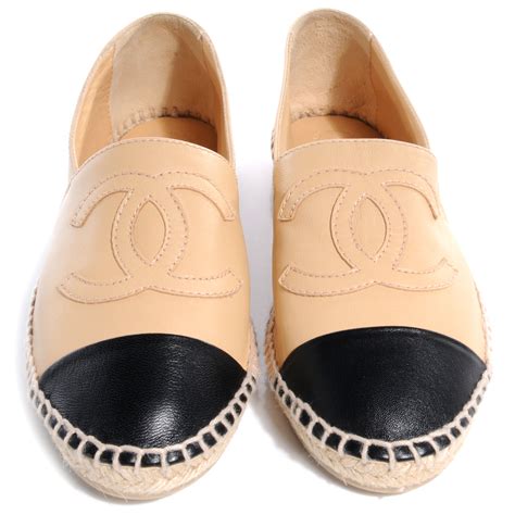 chanel lambskin espadrilles beige black|chanel lambskin espadrilles 36.